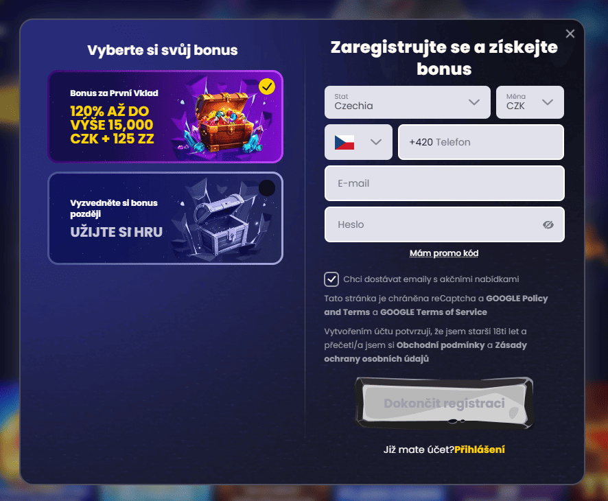 Jak si u Slotsgem založit účet z České republiky